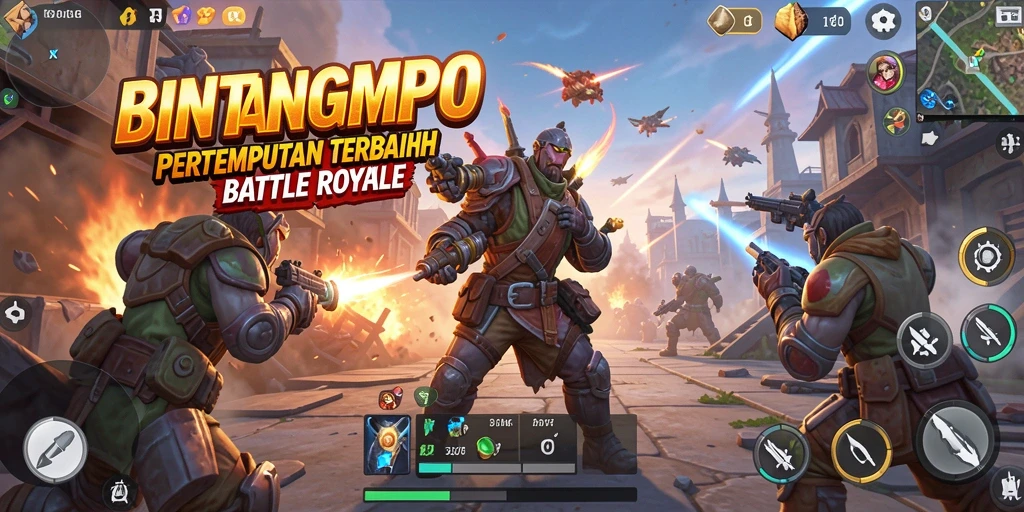 Tampilan gameplay mendebarkan di BINTANGMPO dengan aksi Battle Royale.