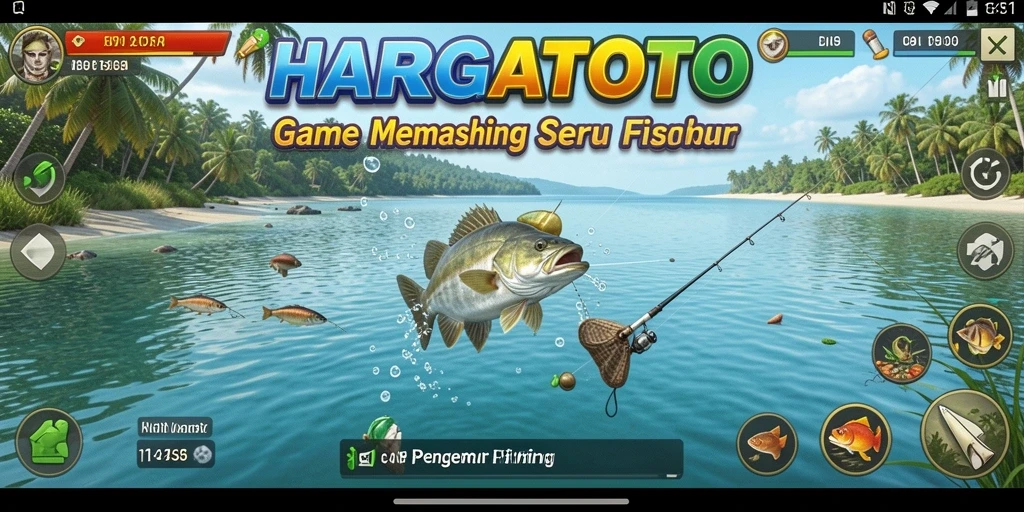 Gameplay HARGATOTO menunjukkan pengalaman memancing yang sangat realistis.