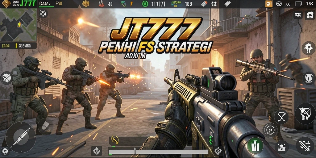 Tampilan gameplay JT777 dengan aksi tembak-menembak yang intens.