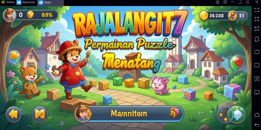 Tangkapan layar utama RAJALANGIT77 menunjukkan gameplay Puzzle yang menantang.