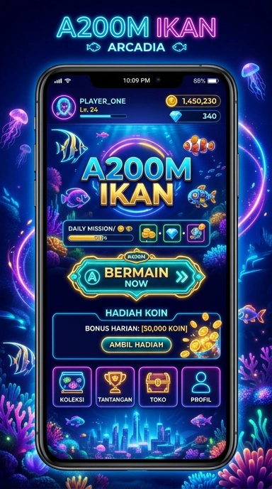 Tampilan utama aplikasi a200m yang mudah dinavigasi.